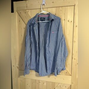 Aeropostale‎ shirt Men’s Slim Fit XL Blue Pink striped long sleeve